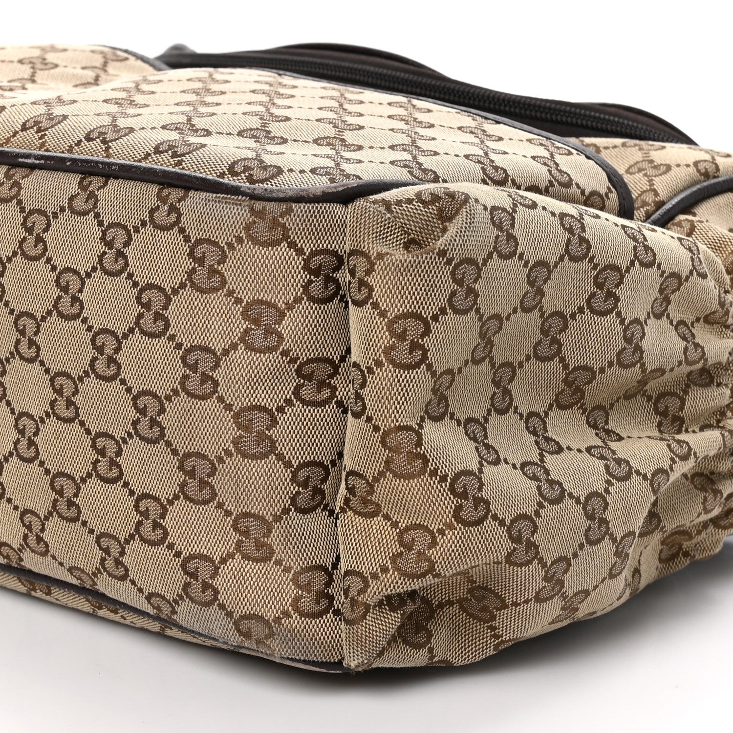 Gucci Monogram Natural Pigskin Large Diaper Bag Beige Ebony Cocoa Dark Chocolate 10 of 16
