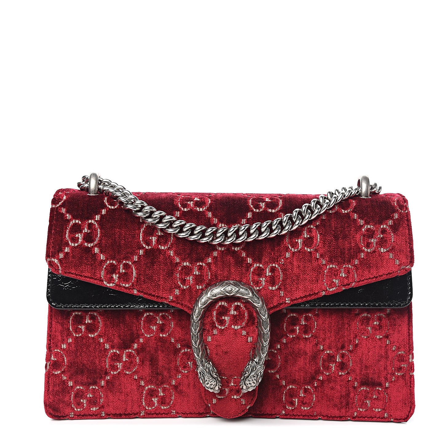Velvet Skipper GG Monogram Small Dionysus Shoulder Bag Red Cipria Black