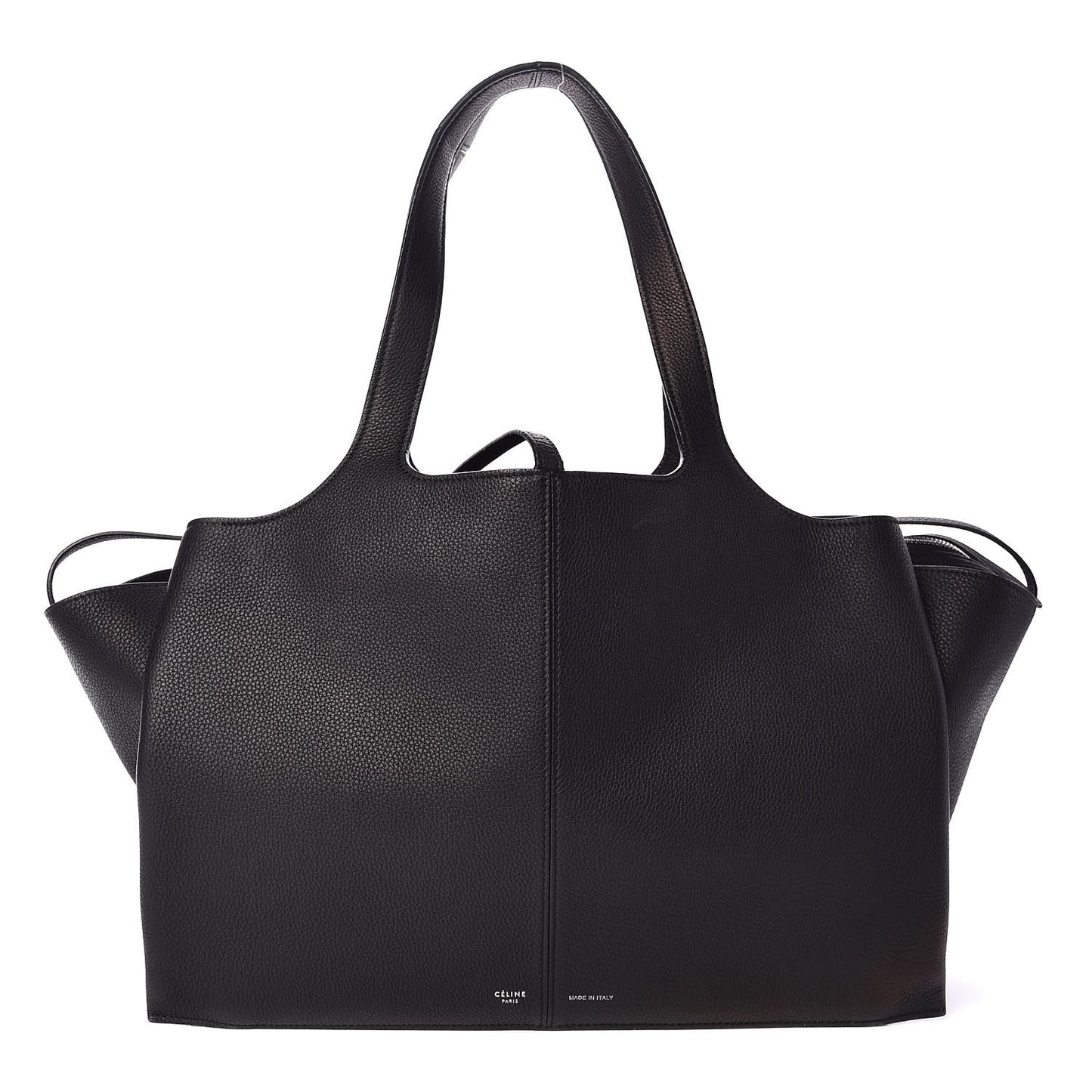 Baby Grained Calfskin Medium Tri-Fold Bag Black