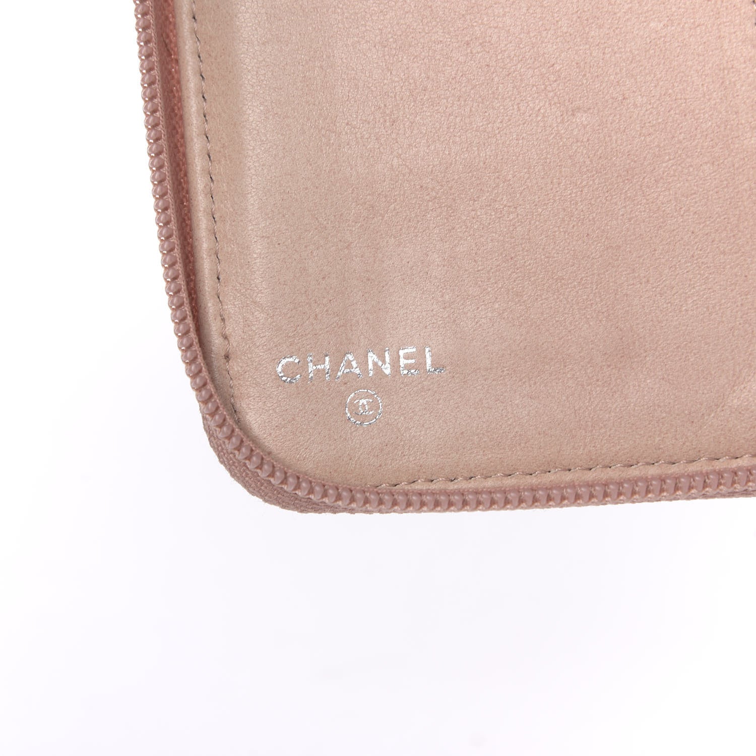 Chanel Lambskin Camellia Embossed Zip Around Organizer Wallet Pink 6 of 11