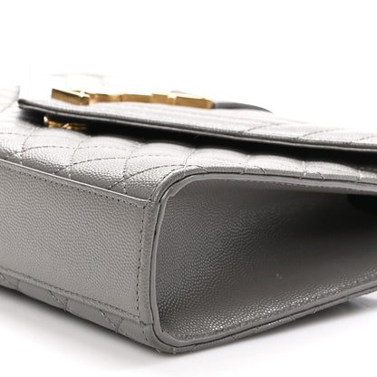 Saint Laurent Grain De Poudre Textured Mixed Matelasse Medium Triquilt Monogram Satchel Fog 11 of 11