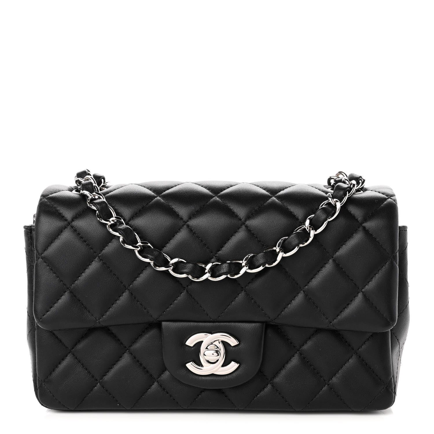 Chanel Lambskin Quilted Mini Rectangular Flap Black 1 of 10