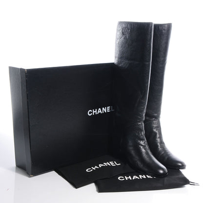 Chanel CC Leather Knee High Riding Boots 9.5 Black 8 of 8