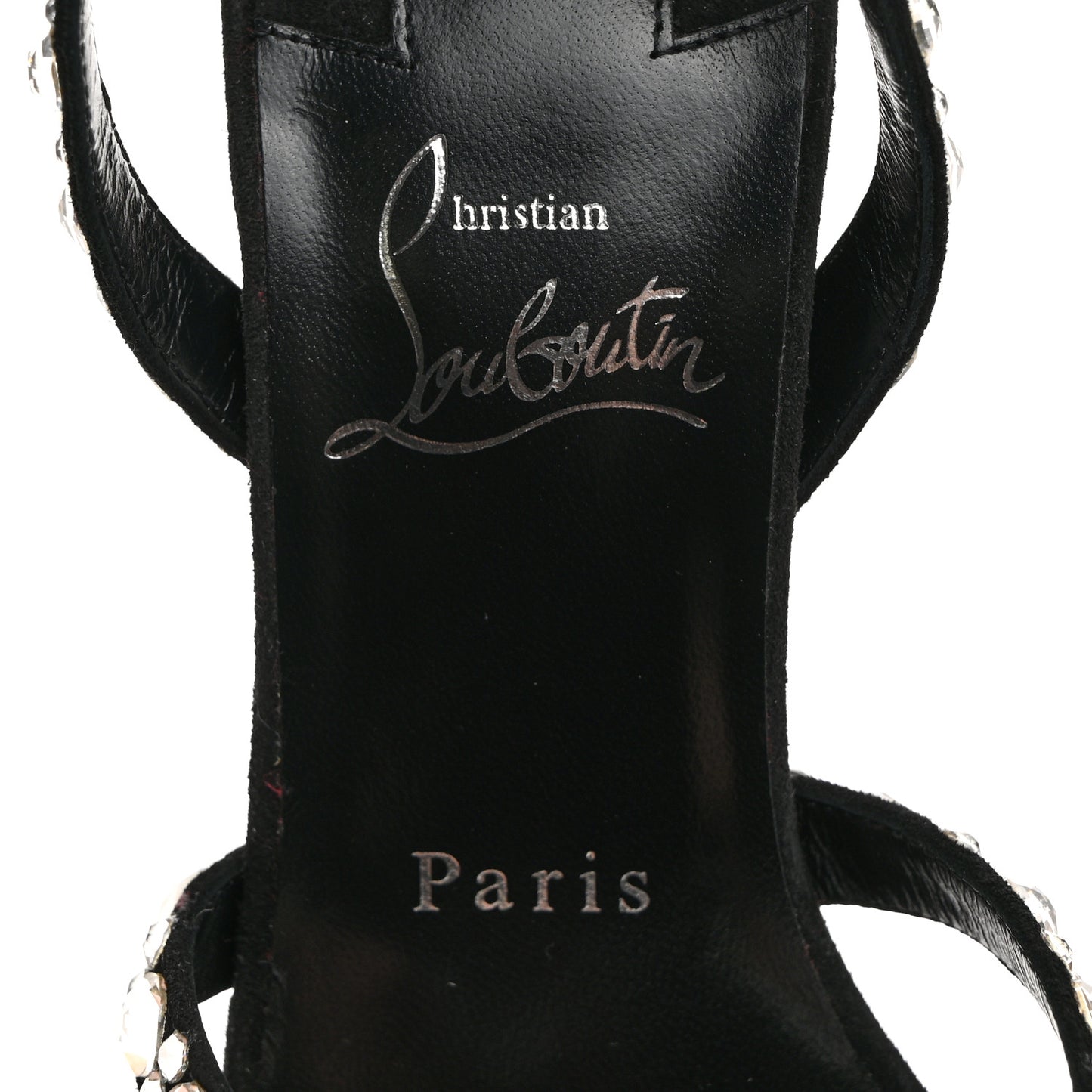 Veau Velours Crystal Embellished Emilie 100 Sandals 37 Black