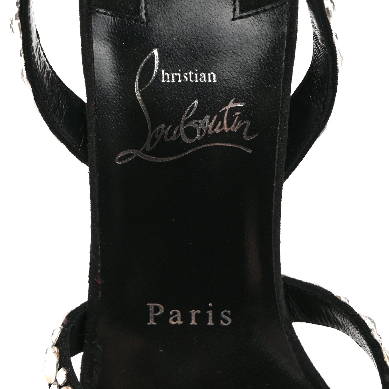 Christian Louboutin Veau Velours Crystal Embellished Emilie 100 Sandals 37 Black 6 of 8