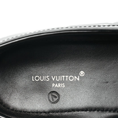 Louis Vuitton Patent Calfskin Monogram Chess Flat Loafer 37.5 Black 7 of 8