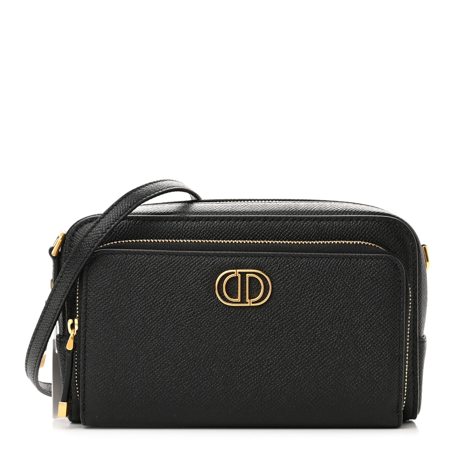 Grained Calfskin Caro Double Pouch Black