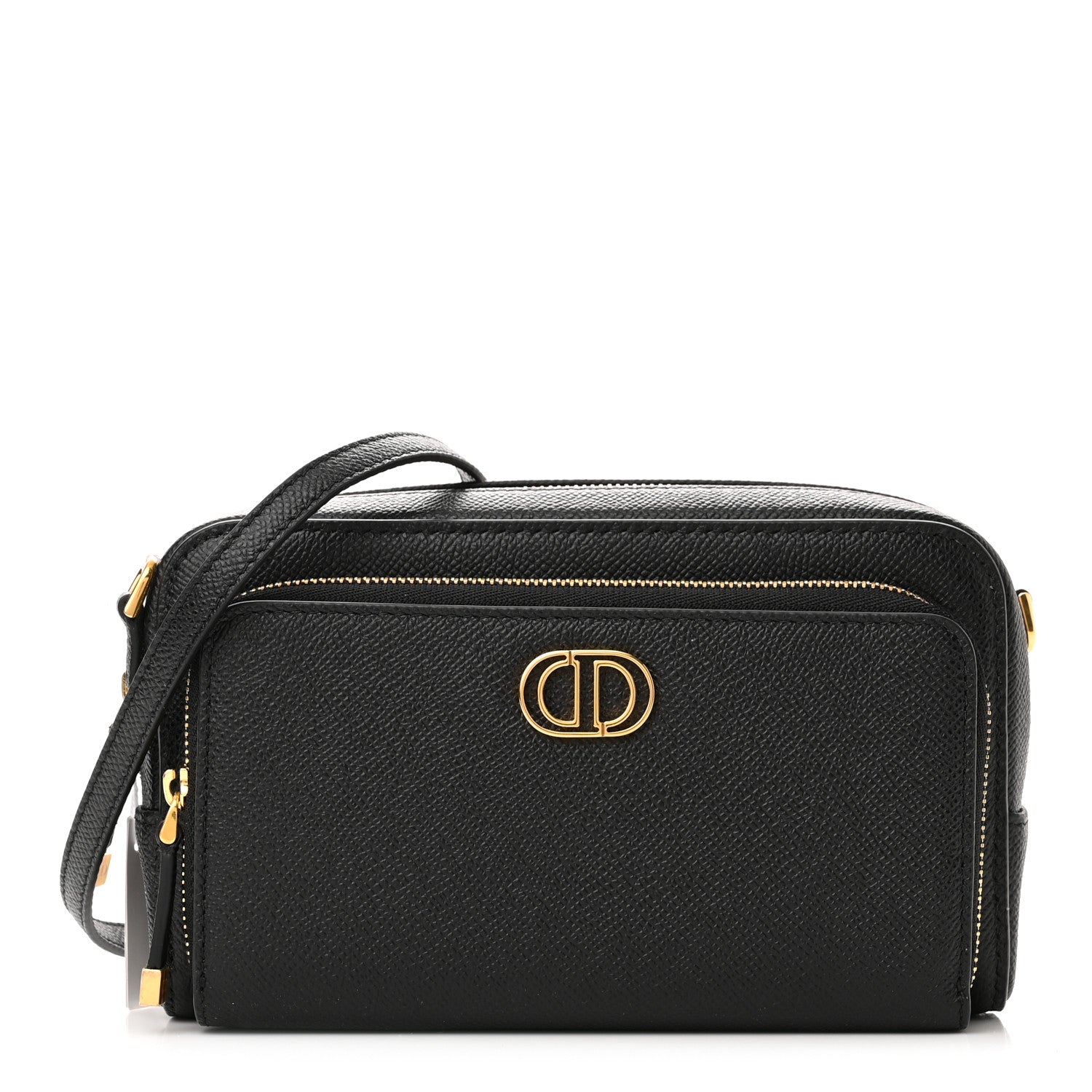 Christian Dior Grained Calfskin Caro Double Pouch Black 1 of 9