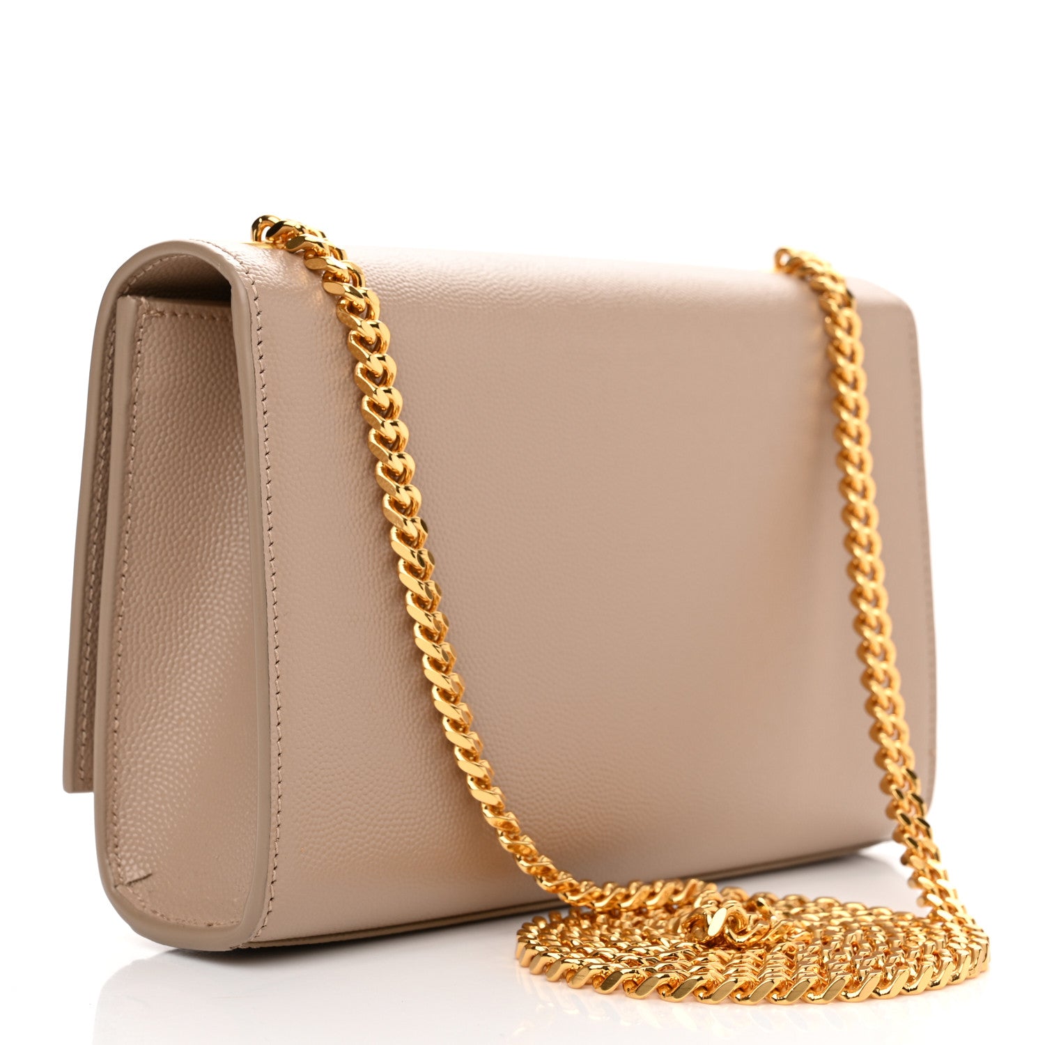 Saint Laurent Grain De Poudre Small Monogram Kate Satchel Dark Beige 3 of 11