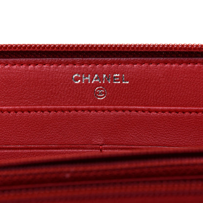 Chanel Lambskin Quilted Boy Zip Around Wallet Red 6 of 16