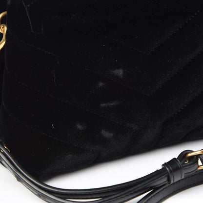 Saint Laurent Velvet Y Quilted Monogram Toy Loulou Chain Satchel French Black 10 of 10