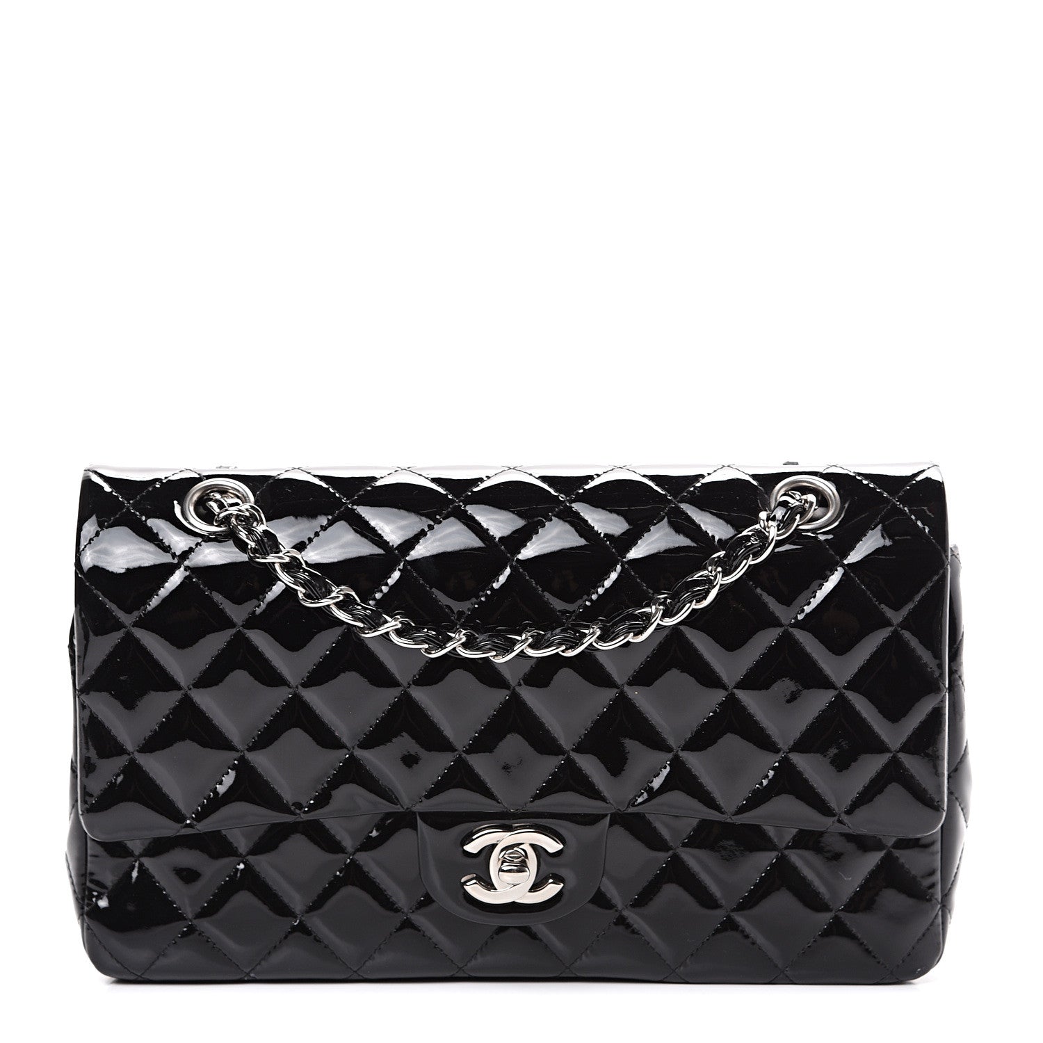 Chanel Patent Quilted Medium Double Flap Black 1 of 12