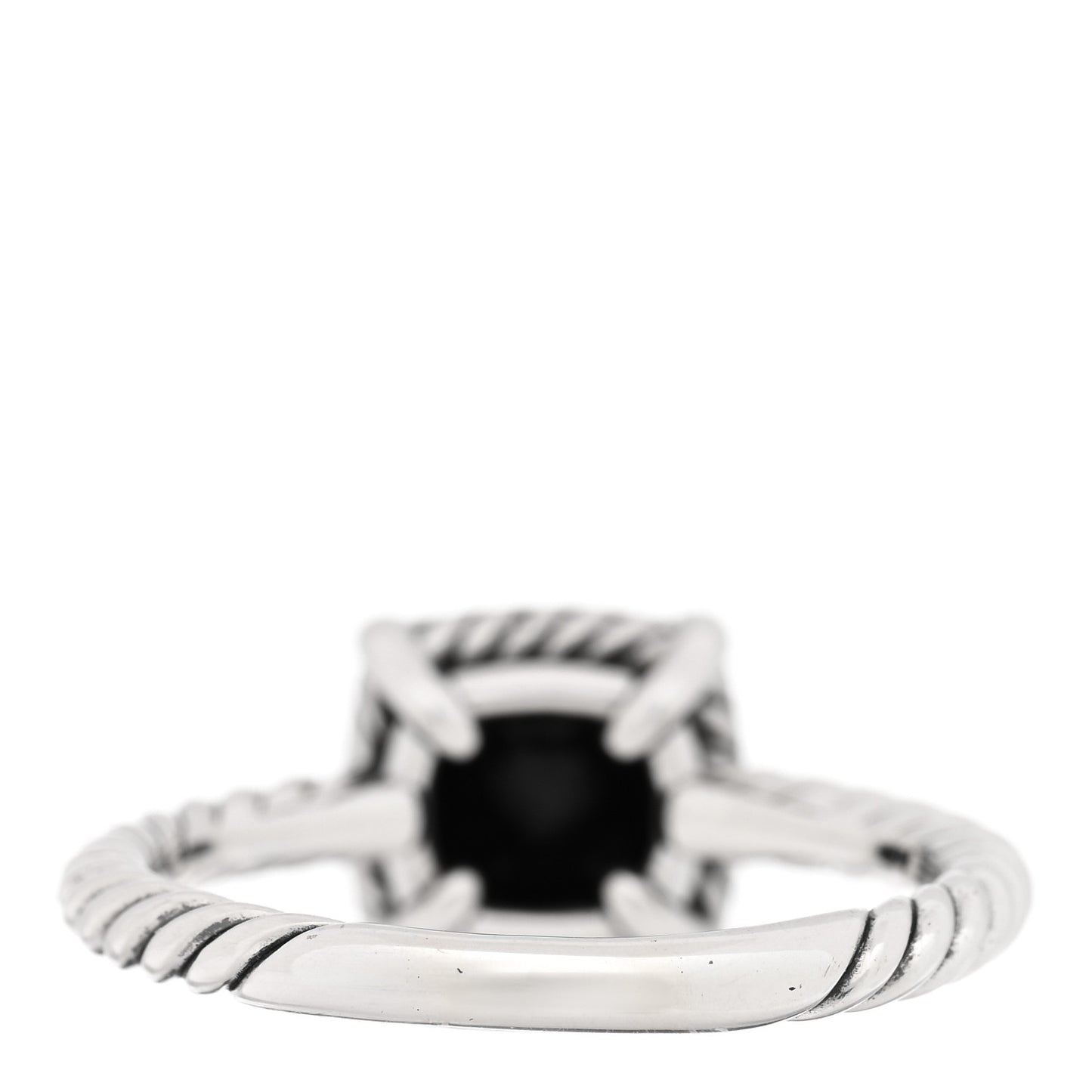 Sterling Silver Diamond Black Onyx 7mm Petite Chatelaine Pave Bezel Ring 56 7.75