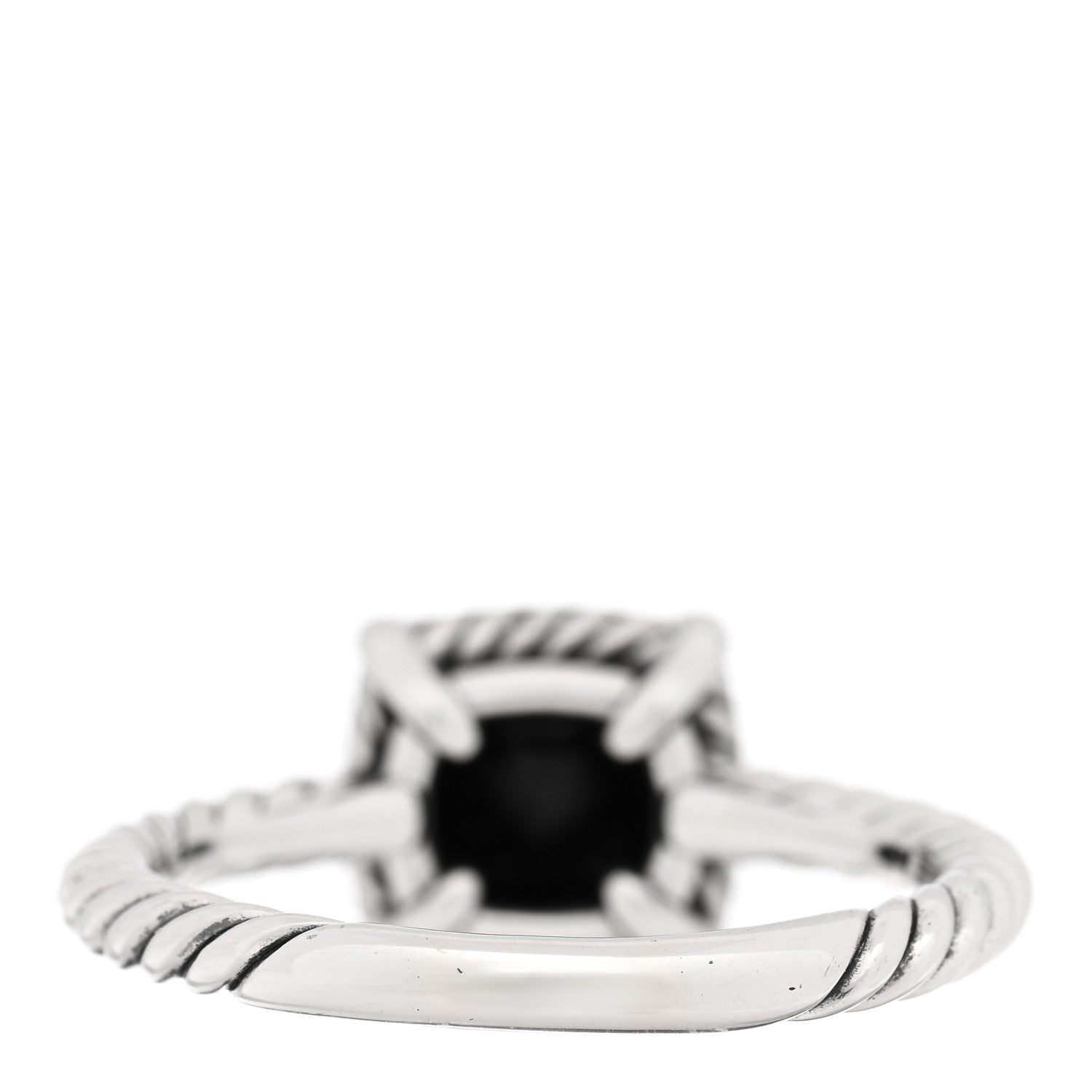 David Yurman Sterling Silver Diamond Black Onyx 7mm Petite Chatelaine Pave Bezel Ring 56 7.75 3 of 4