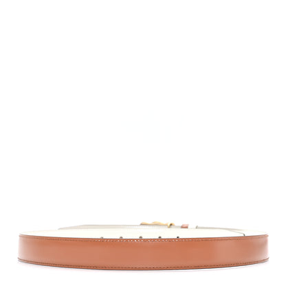 Celine Box Calfskin Reversible Triomphe Belt 75 30 White Tan 2 of 4
