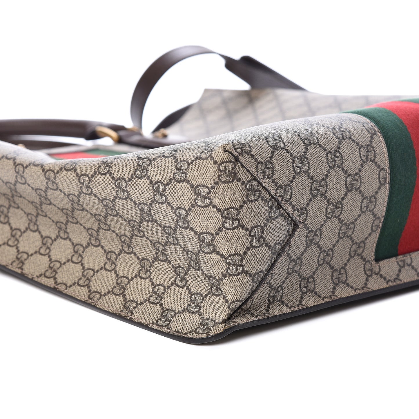 GG Supreme Monogram Web Animalier Bee Vertical Tote Brown