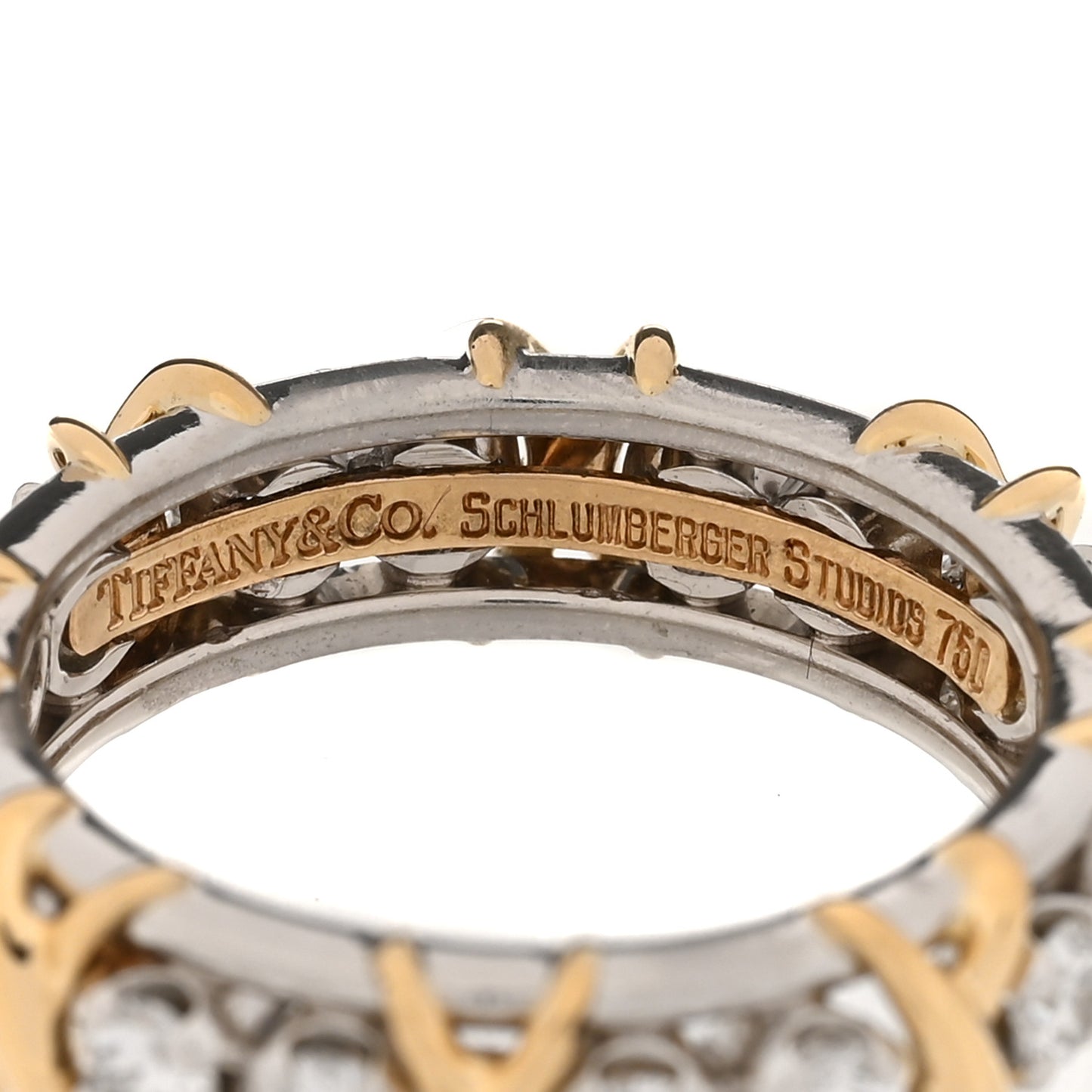 Platinum 18K Yellow Gold Diamond Schlumberger Sixteen Stone Ring 54 7
