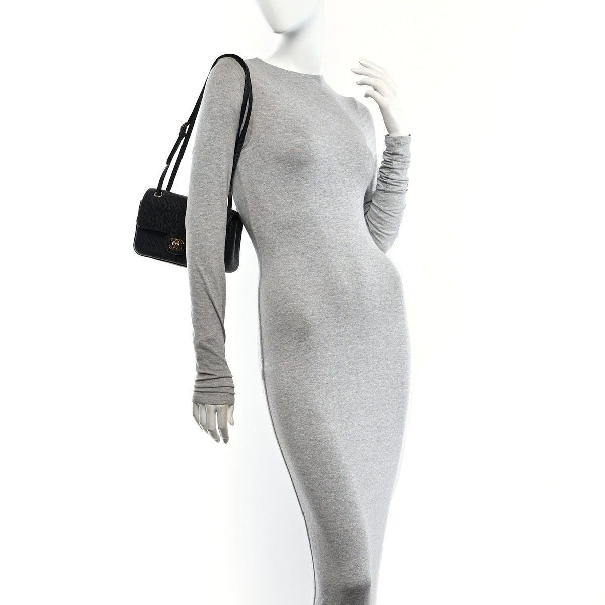 Grained Calfskin Mini Souplissimo Maxi Flap Black