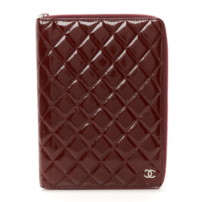 Chanel Patent Quilted Large Zip Around Agenda Red 1 of 10