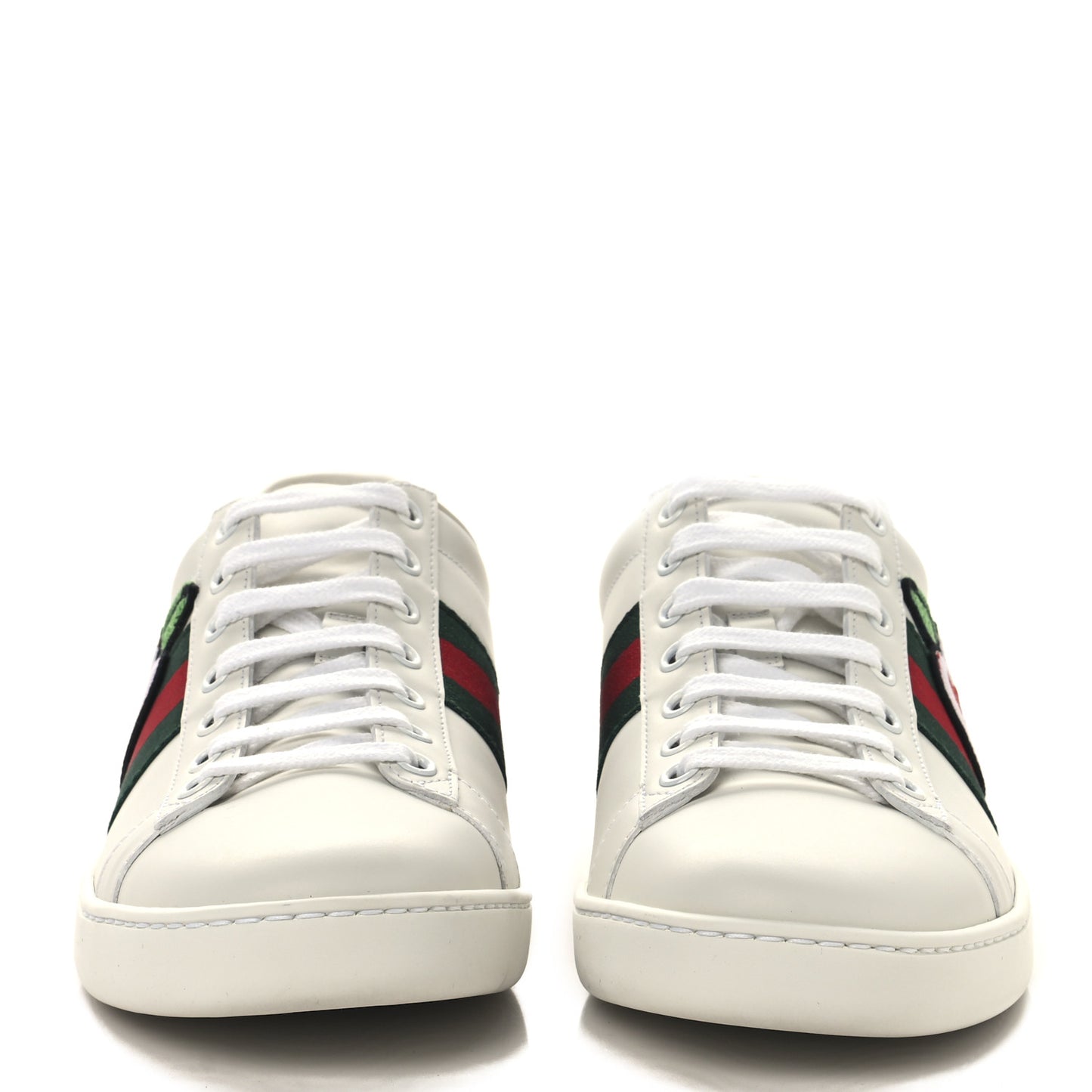Calfskin Web GG Apple Embroidered Womens Ace Sneakers 39 White
