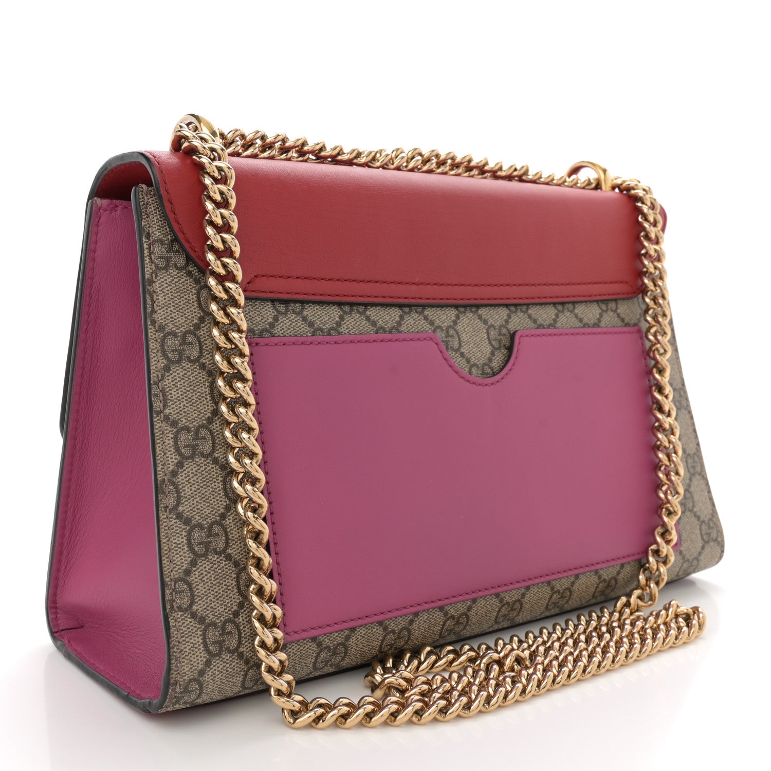 Gucci GG Supreme Monogram Calfskin Medium Padlock Shoulder Bag Beige Hibiscus Red New Rosette 3 of 11