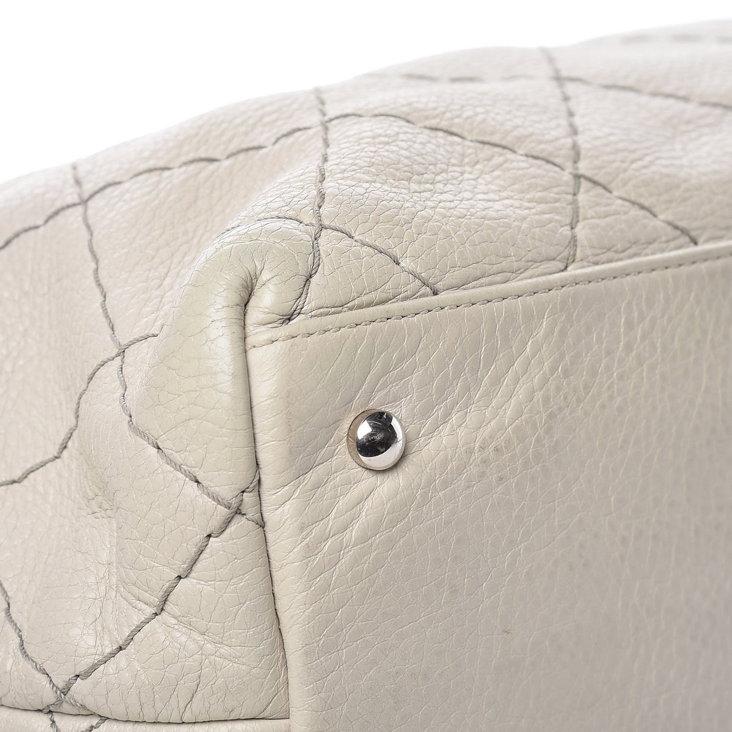 Glazed Calfskin Large On The Road Tote Light Grey