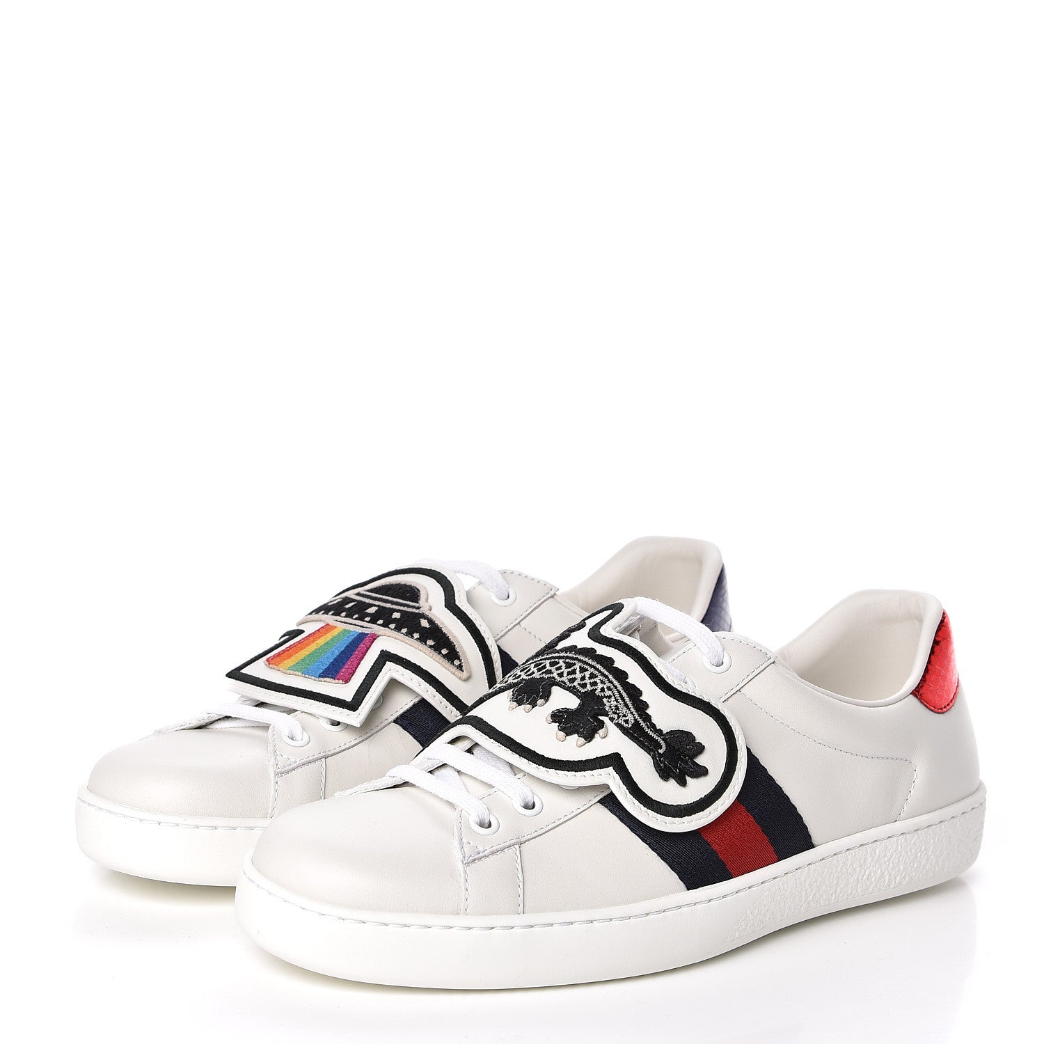 Gucci Calfskin Ayers Web UFO Dragon Embroidered Mens Ace Sneakers 7.5 White 3 of 10