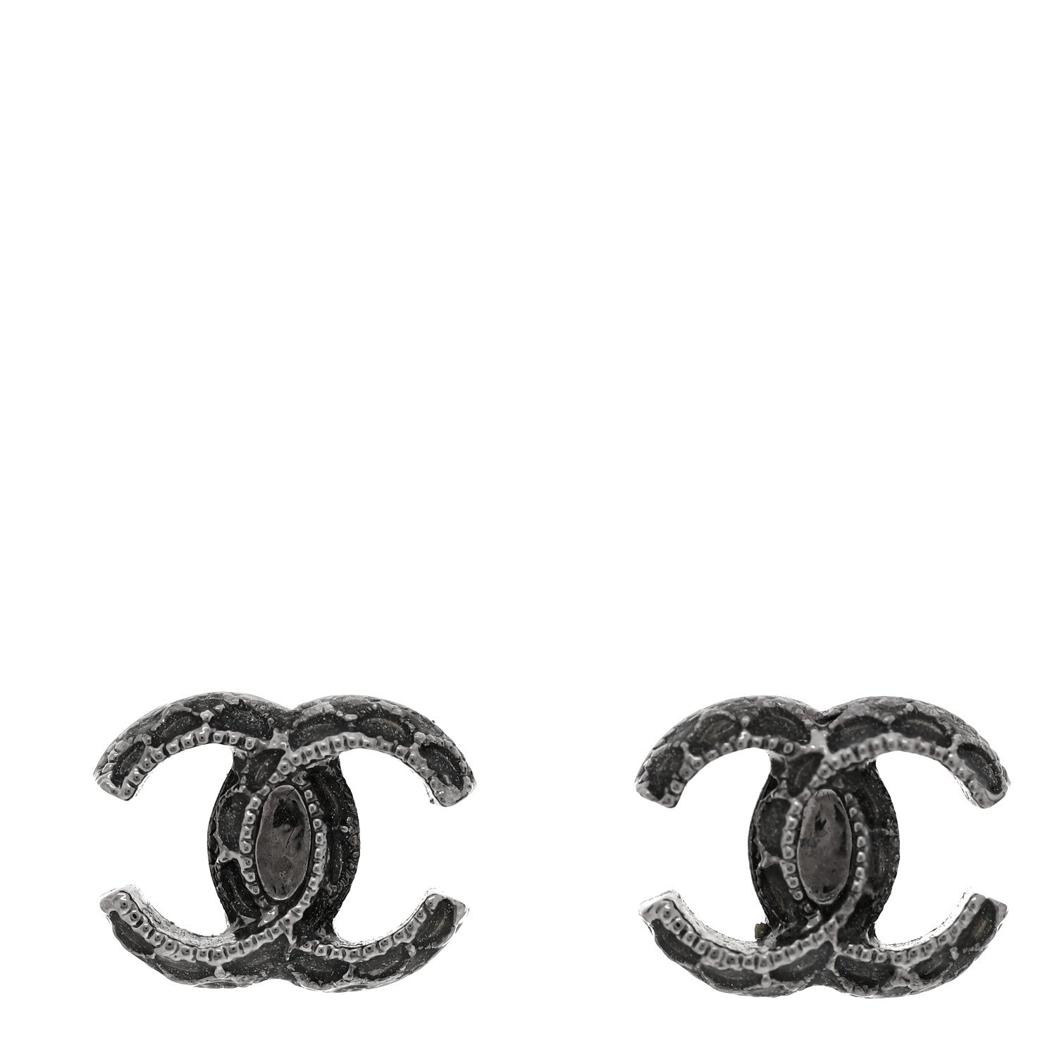 Chanel CC Stud Earrings Ruthenium 1 of 5