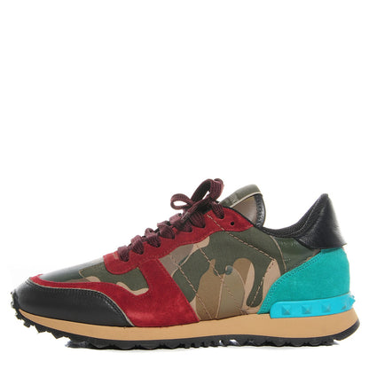 Valentino Garavani Fabric Suede Camouflage Womens Rockrunner Sneakers 38 Multicolor 1 of 6