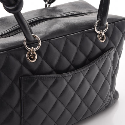 Chanel Calfskin Quilted Large Cambon Bowler Black White 11 of 15