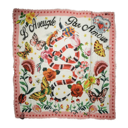 Gucci Modal Silk Garden Print Shawl White 1 of 5