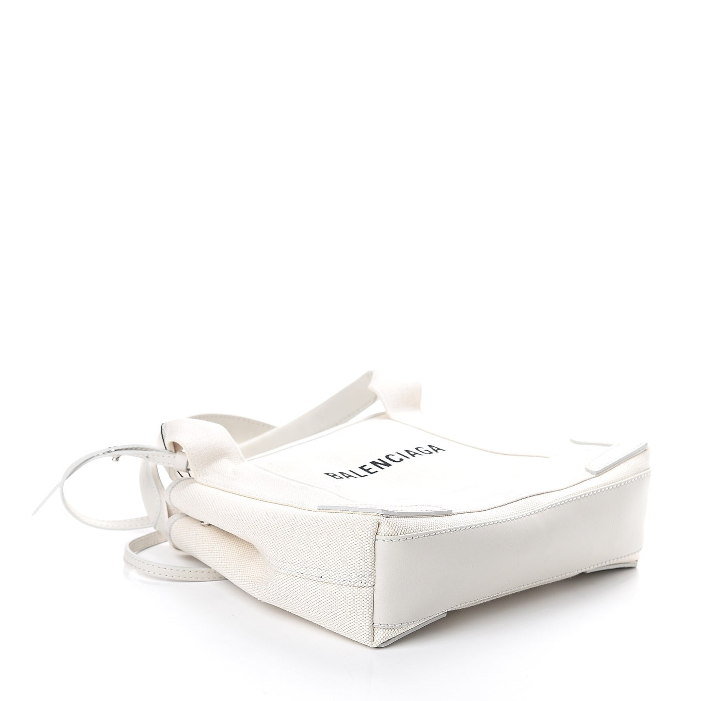 Cotton Canvas Calfskin Navy Cabas XS Off White