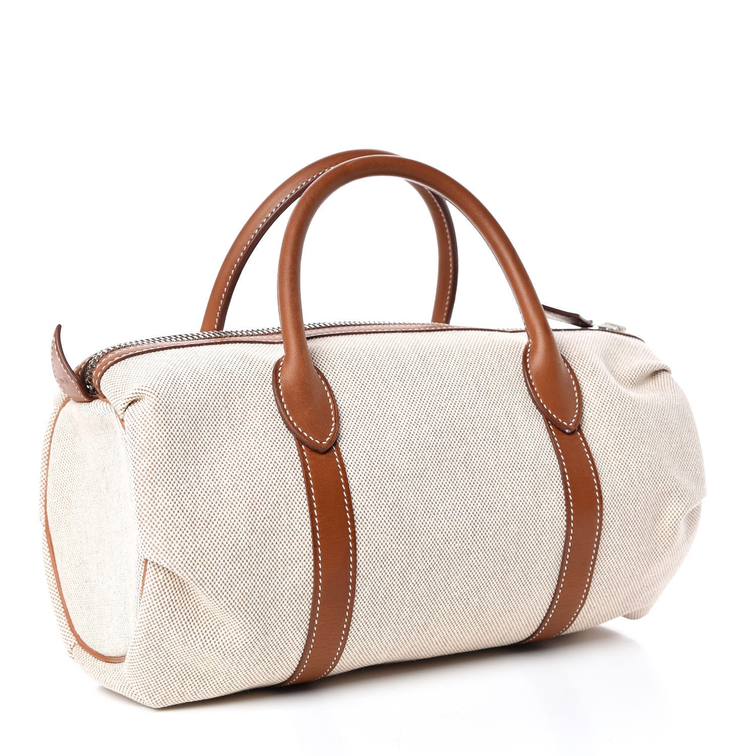 Hermes Toile Natural Barenia Polochon Mademoiselle Bag 3 of 10