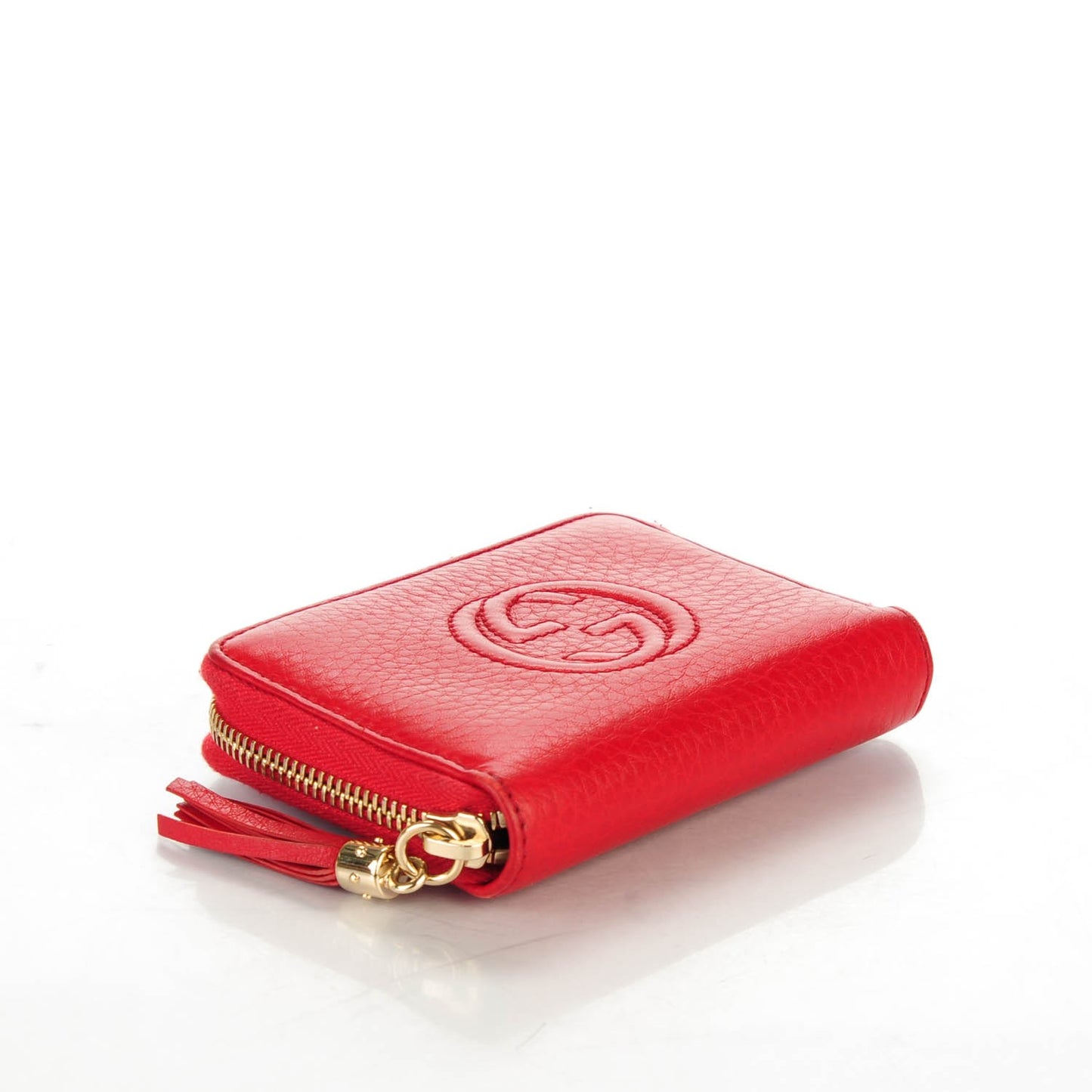 Pebbled Calfskin Soho Compact Disco Zip Around Wallet Tabasco Red