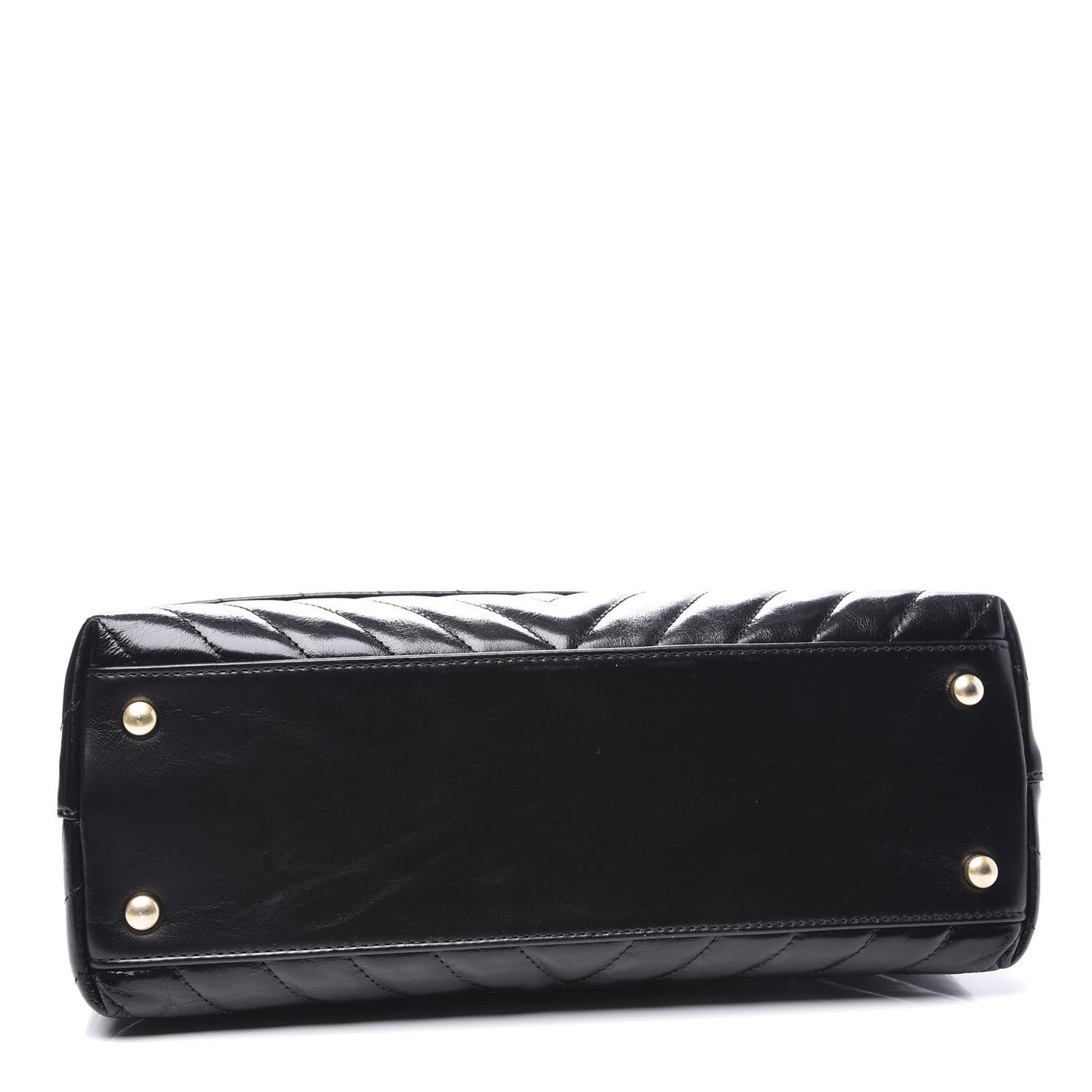 Calfskin Chevron Quilted Small Coco Handle Flap Black