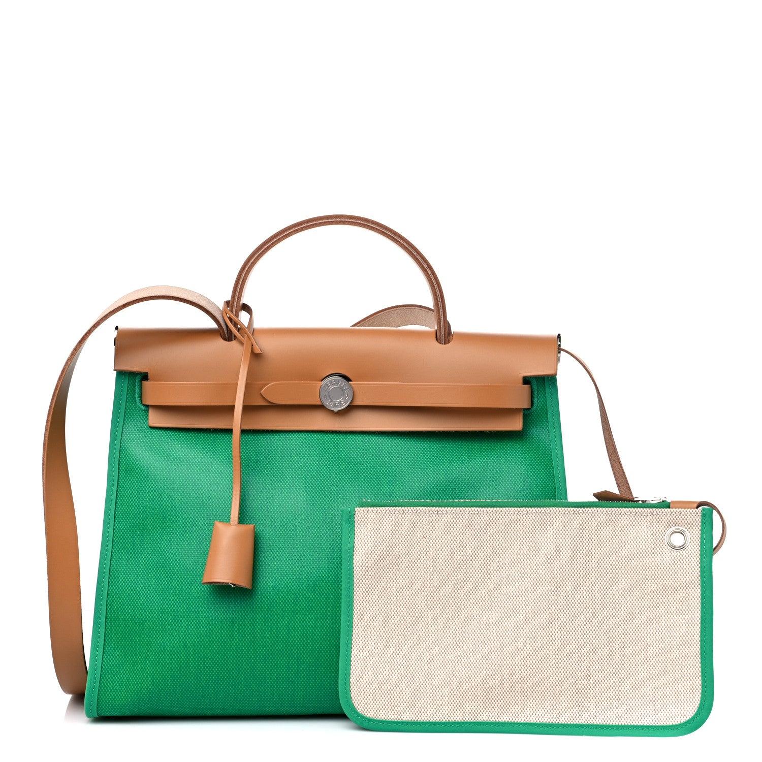 Hermes Toile H Berline Vache Hunter Herbag Zip PM 31 Menthe Natural 1 of 11