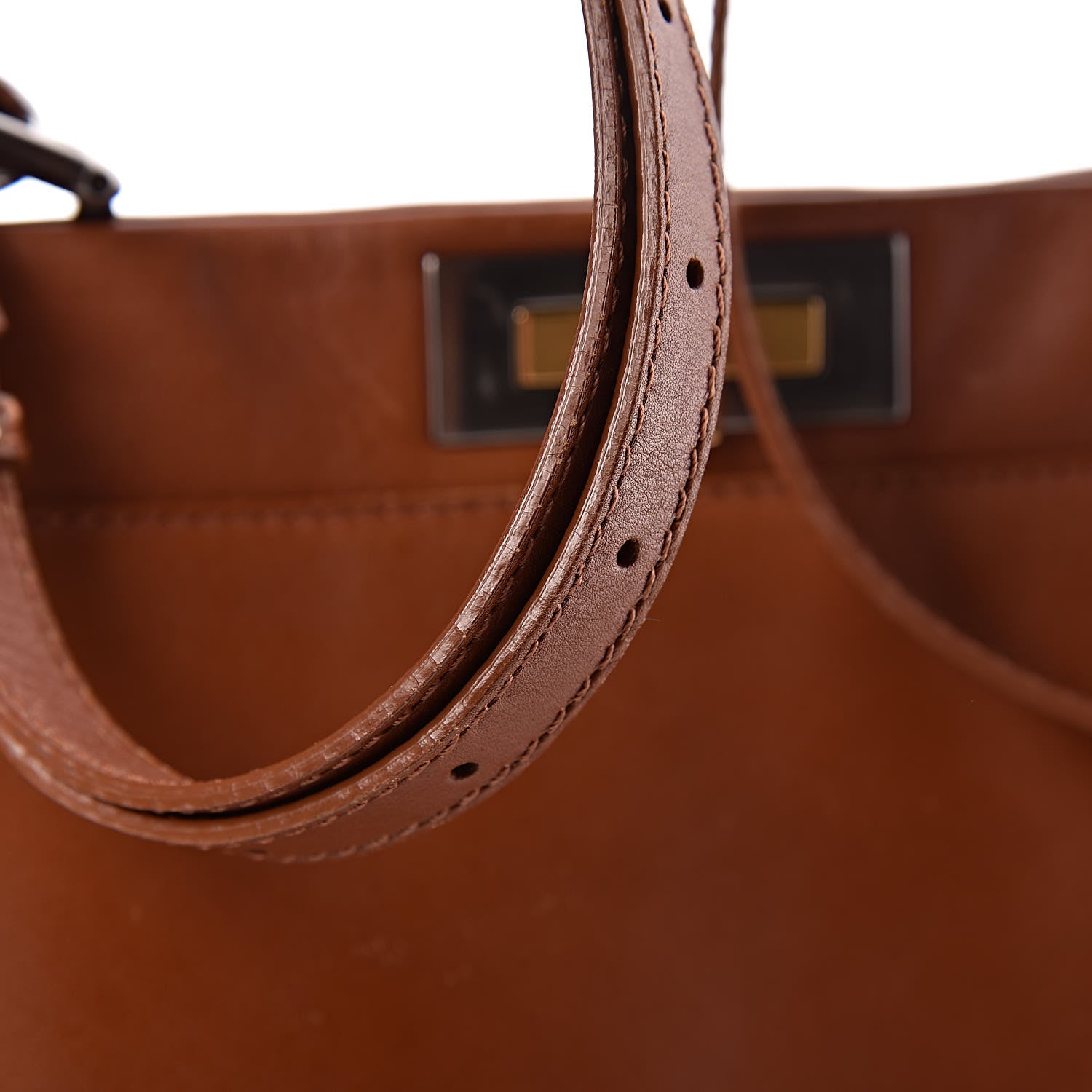 Fendi Vitello Suede Medium Peekaboo Iconic Satchel Cuoio Rame Moro 22 of 22