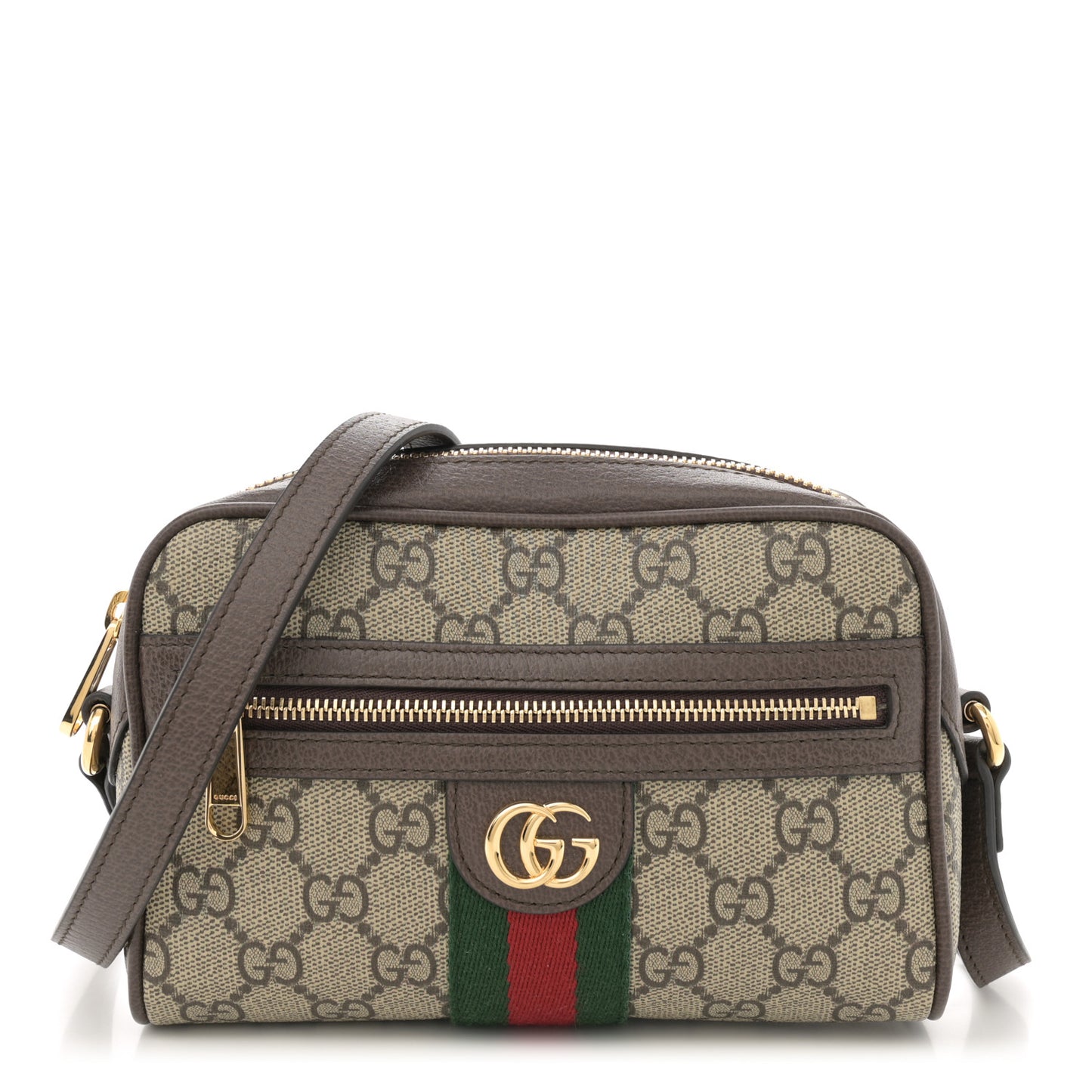 GG Supreme Monogram Textured Dollar Calfskin Mini Ophidia Shoulder Bag Beige Ebony New Acero