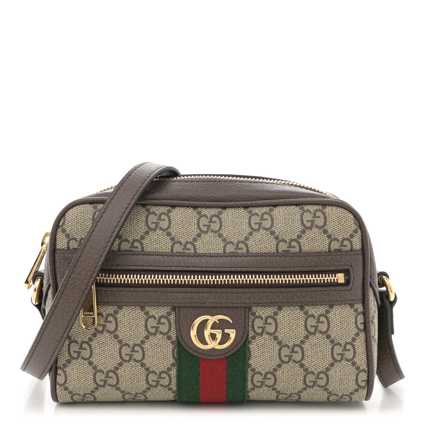Gucci GG Supreme Monogram Textured Dollar Calfskin Mini Ophidia Shoulder Bag Beige Ebony New Acero 1 of 10
