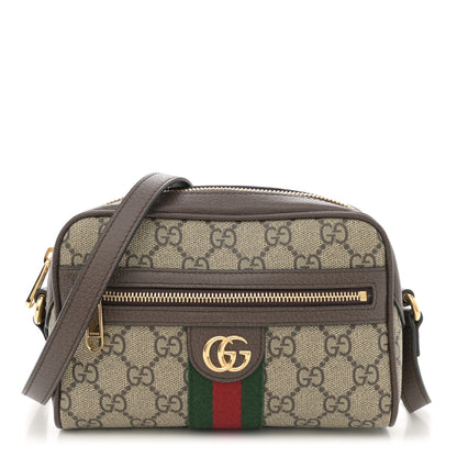 Gucci GG Supreme Monogram Textured Dollar Calfskin Mini Ophidia Shoulder Bag Beige Ebony New Acero 1 of 10
