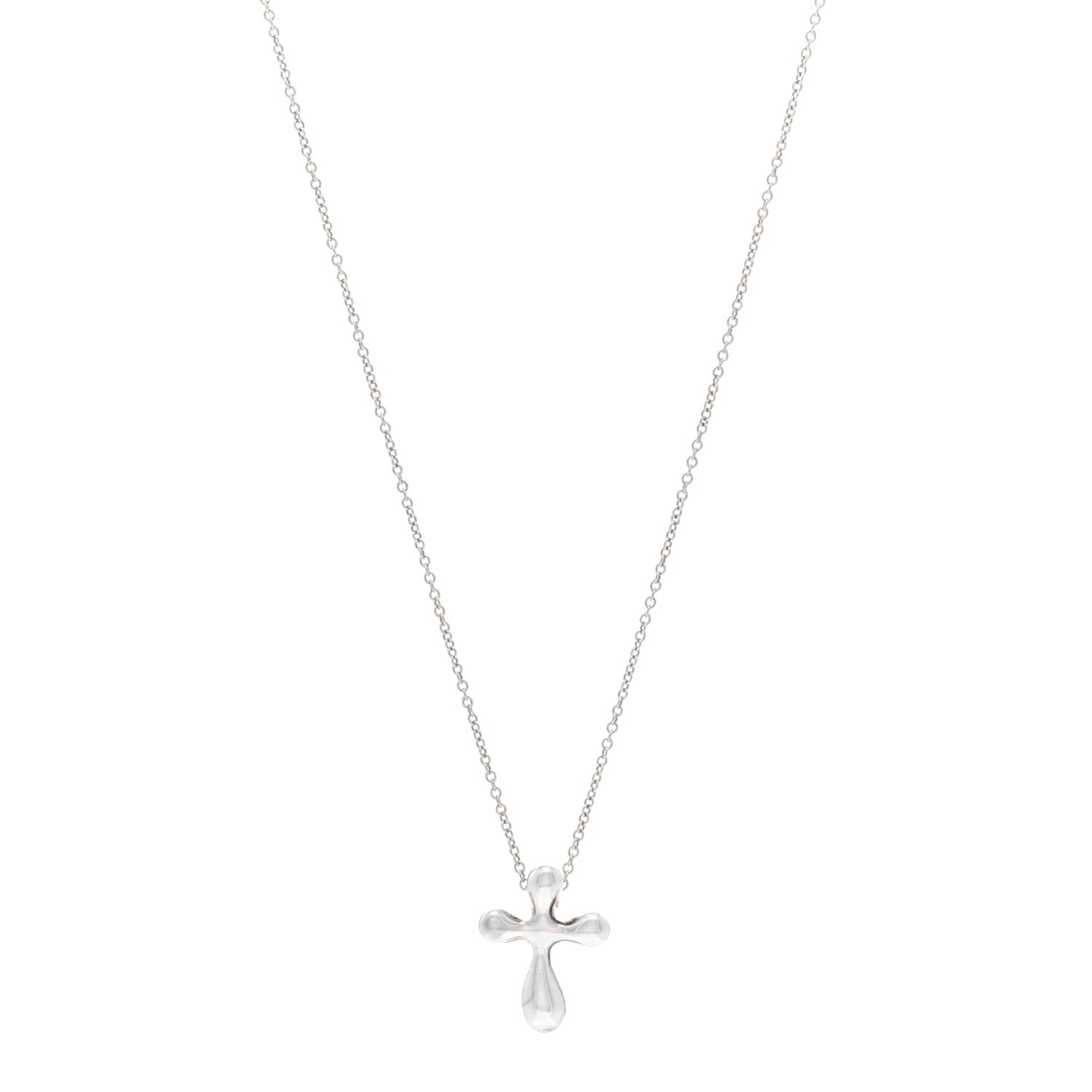 Tiffany Sterling Silver 12mm Elsa Peretti Cross Pendant Necklace 1 of 4