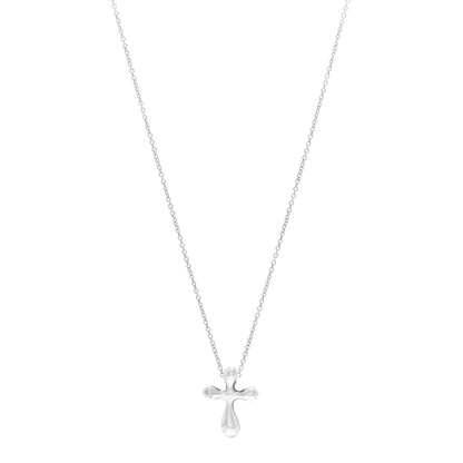 Tiffany Sterling Silver 12mm Elsa Peretti Cross Pendant Necklace 1 of 4
