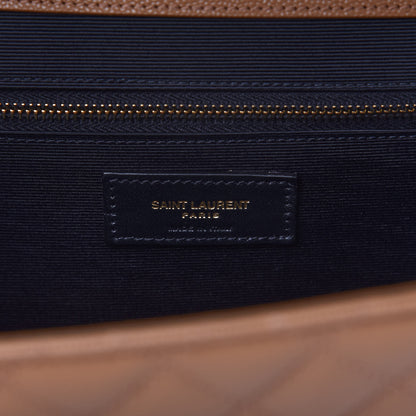 Saint Laurent Grain De Poudre Textured Mixed Matelasse Triquilt Large Monogram Satchel Dune 8 of 10