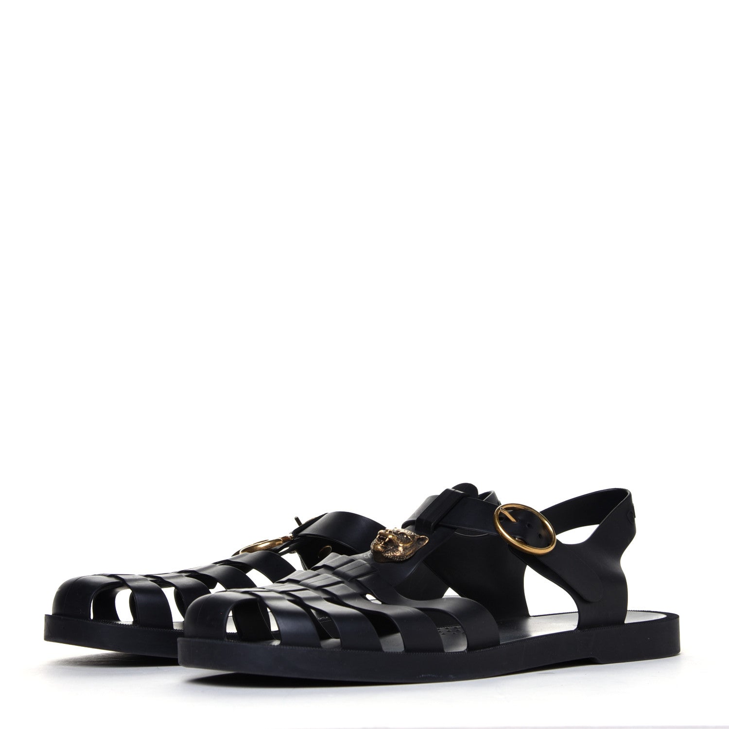 Gucci Rubber Mens Buckle Strap Sandal 11 Black 3 of 14