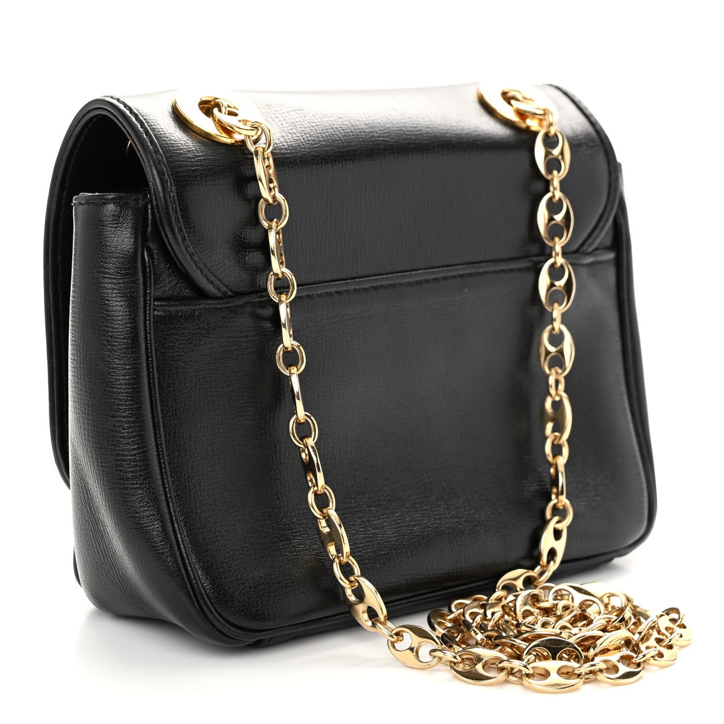 Azalea Calfskin Mini Marina Chain Shoulder Bag Black