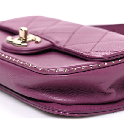 Chanel Caviar Quilted Mini Studded Flap  Purple 10 of 10