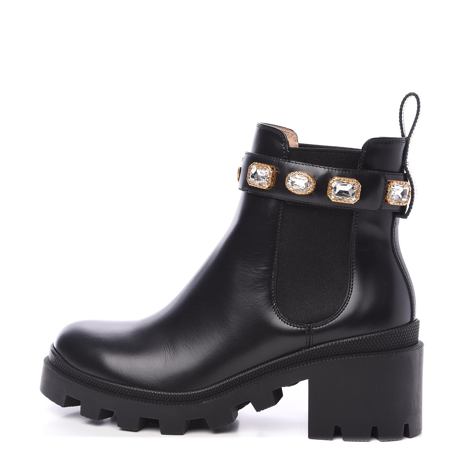 Gucci Calfskin Crystal GG Trip Chelsea Ankle Boots 38 Black 1 of 7
