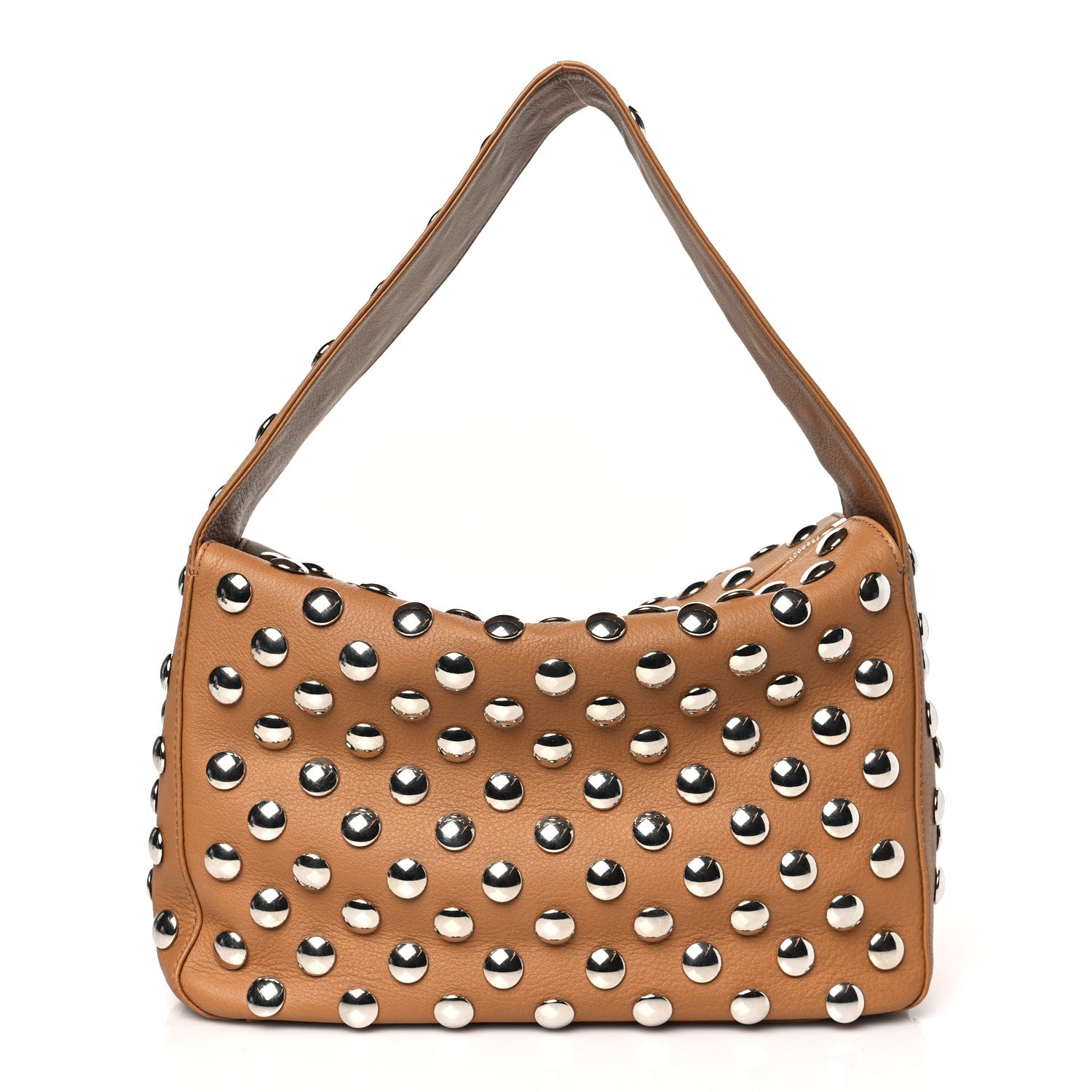 Khaite Pebbled Sport Calfskin Studded Elena Nougat 1 of 9
