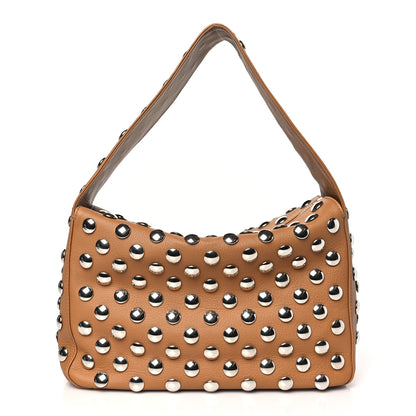 Khaite Pebbled Sport Calfskin Studded Elena Nougat 1 of 9