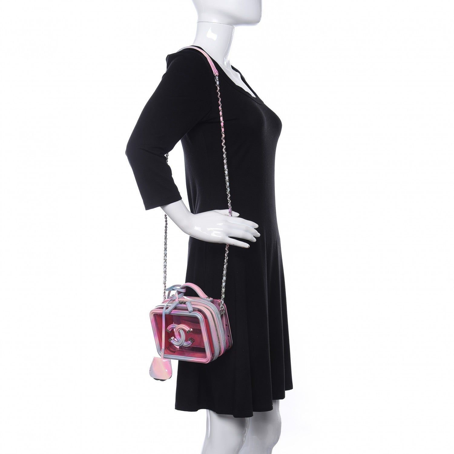 Chanel PVC Patent Calfskin Patent Lambskin Small CC Vanity Case Pink 2 of 11
